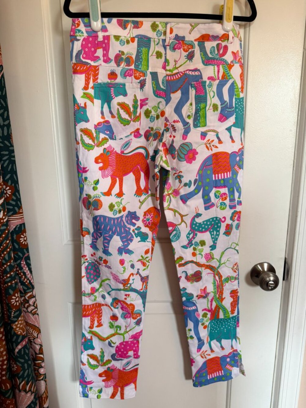 Vintage Gretchen Scott Fun Cotton Pants in Whimsical Elephant Print - Picture 4 of 5